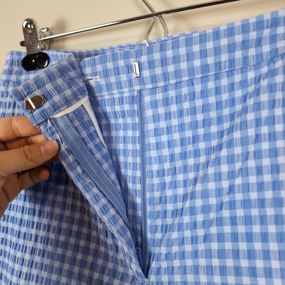 Pearl Lela Rose stretch seersucker casey pants, blue gingham, nwt - Picture 4 of 8